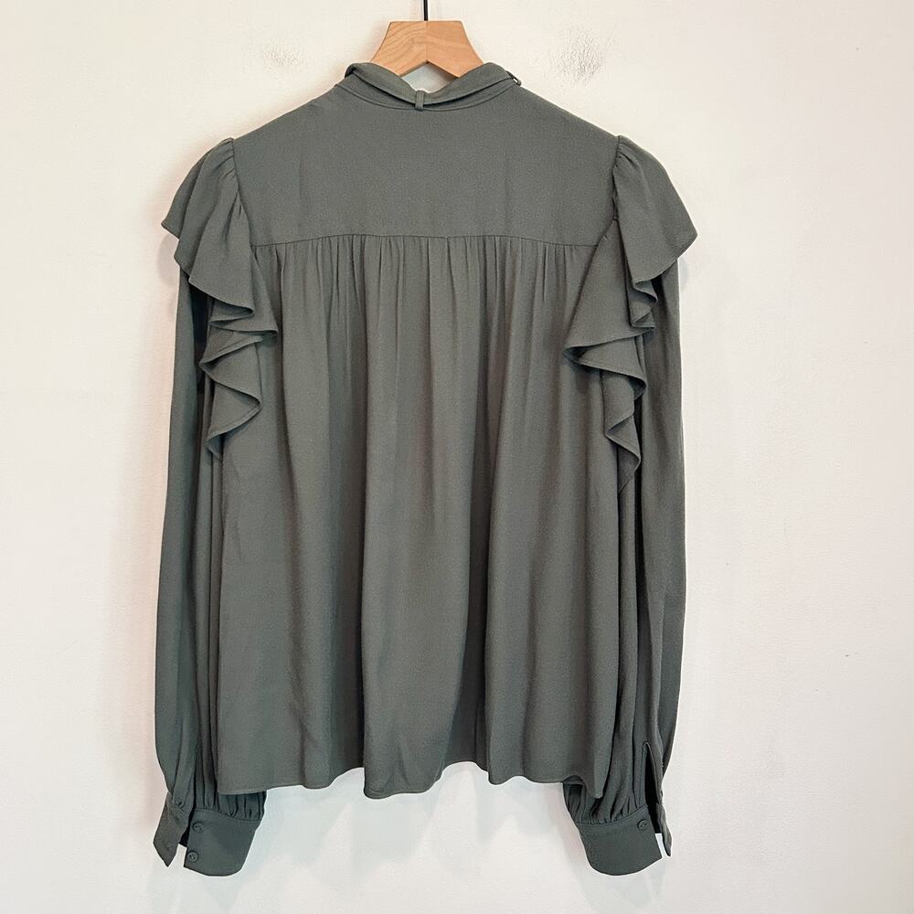 Ulla Johnson Tabitha Ruffle Button Up Blouse Gree… - image 8